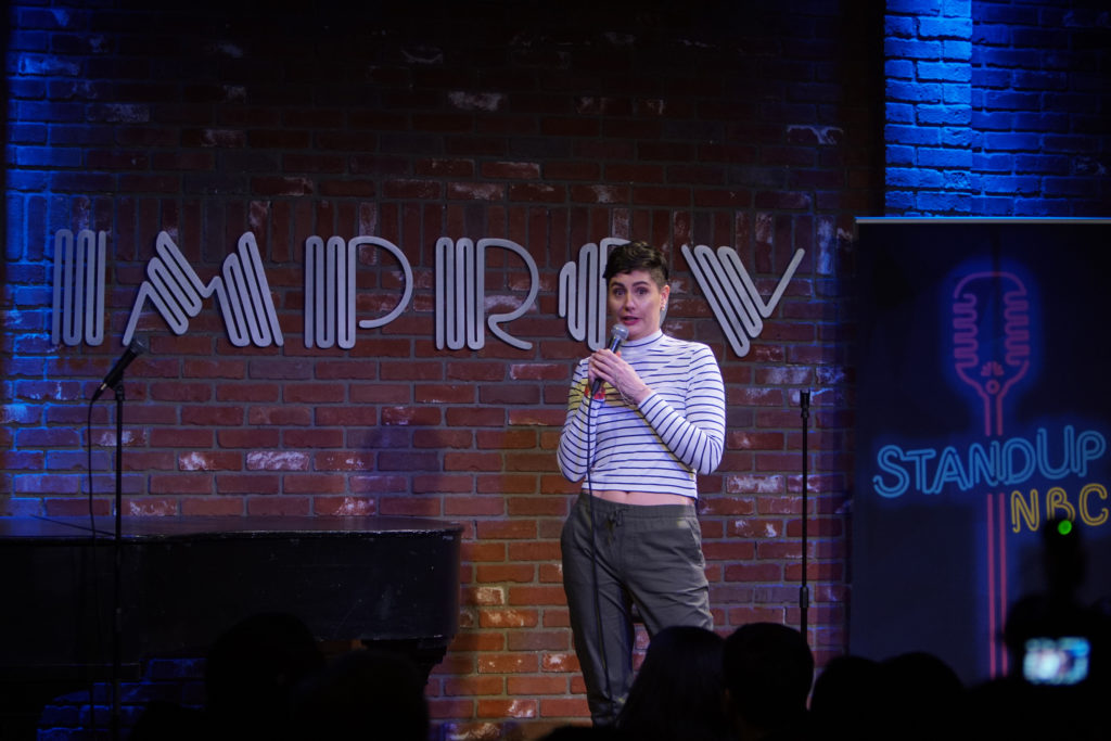 NBCUNIVERSAL EVENTS -- NBC TIPS Initiative - Standup NBC -- Pictured: (l-r) Venessa Peruda at The Hollywood Improv Club, Los Angeles, CA Wednesday, December 5th, 2018 -- (Photo by: Oscar Moreno/NBC)