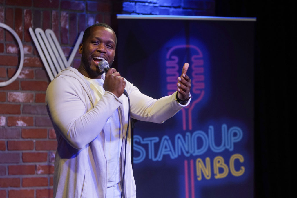 NBCUNIVERSAL EVENTS -- NBC TIPS Initiative - Standup NBC -- Pictured: (l-r) Calvin Evans at The Hollywood Improv Club, Los Angeles, CA Wednesday, December 5th, 2018 -- (Photo by: Oscar Moreno/NBC)