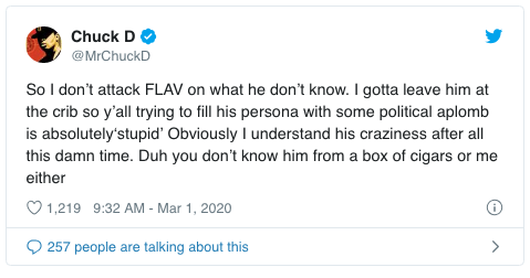 Chuck D on Flavor Flav & Bernie Sanders