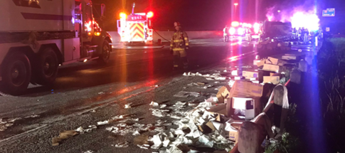 18-wheeler Loaded With Toilet Paper Crashes & Burns In Texas