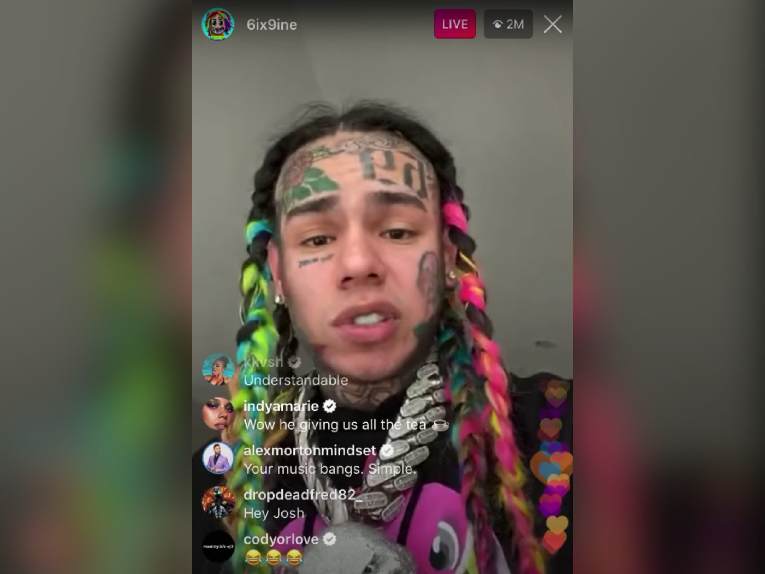 Tekashi 6ix9ine Breaks Instagram Live Record With 2m Views In First Appearance Since Prison Release 6830