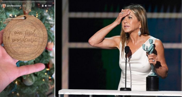 Social Media Roasts Jennifer Aniston For Our First Pandemic Christmas Tree Ornament