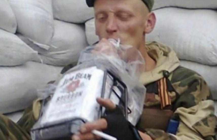 russian soldier drinking alcohol