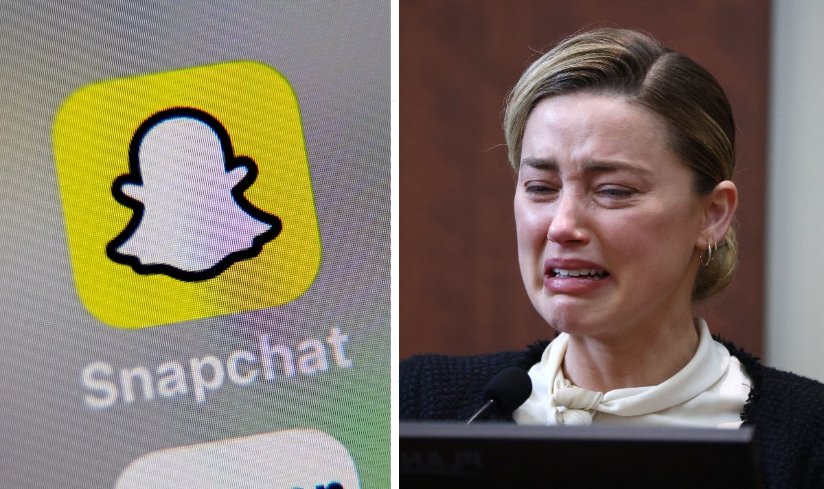 snapchat amber heard crying face