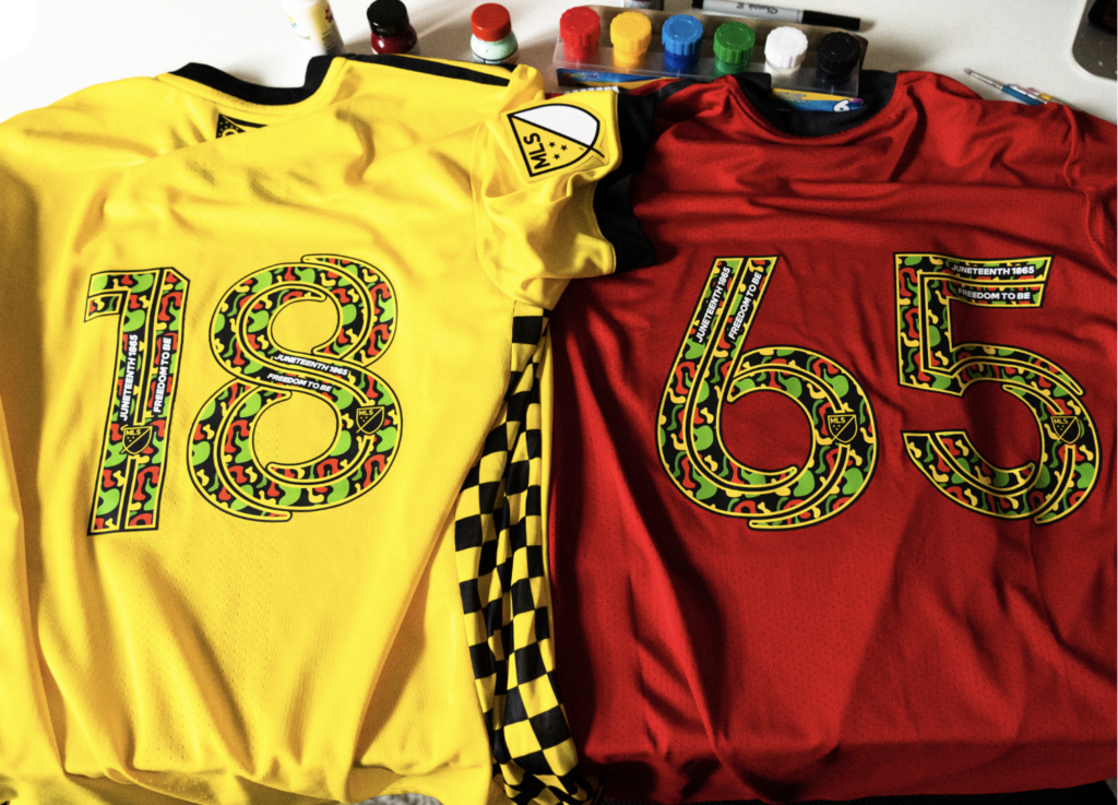 Atlanta United FC - As part of our celebration of Juneteenth, today's  jerseys feature 'Freedom to Be' numbers designed by artist Judah Middleton.  These match-worn jerseys will be available for auction on