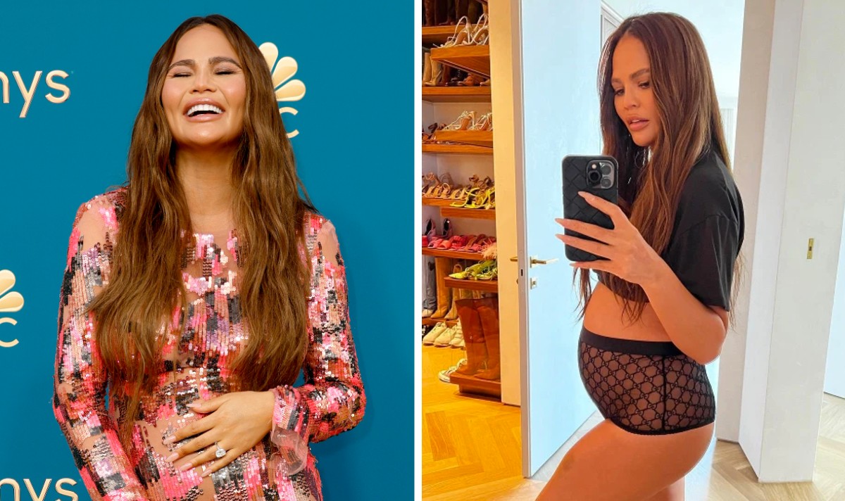 chrissy teigen pregnant baby bump