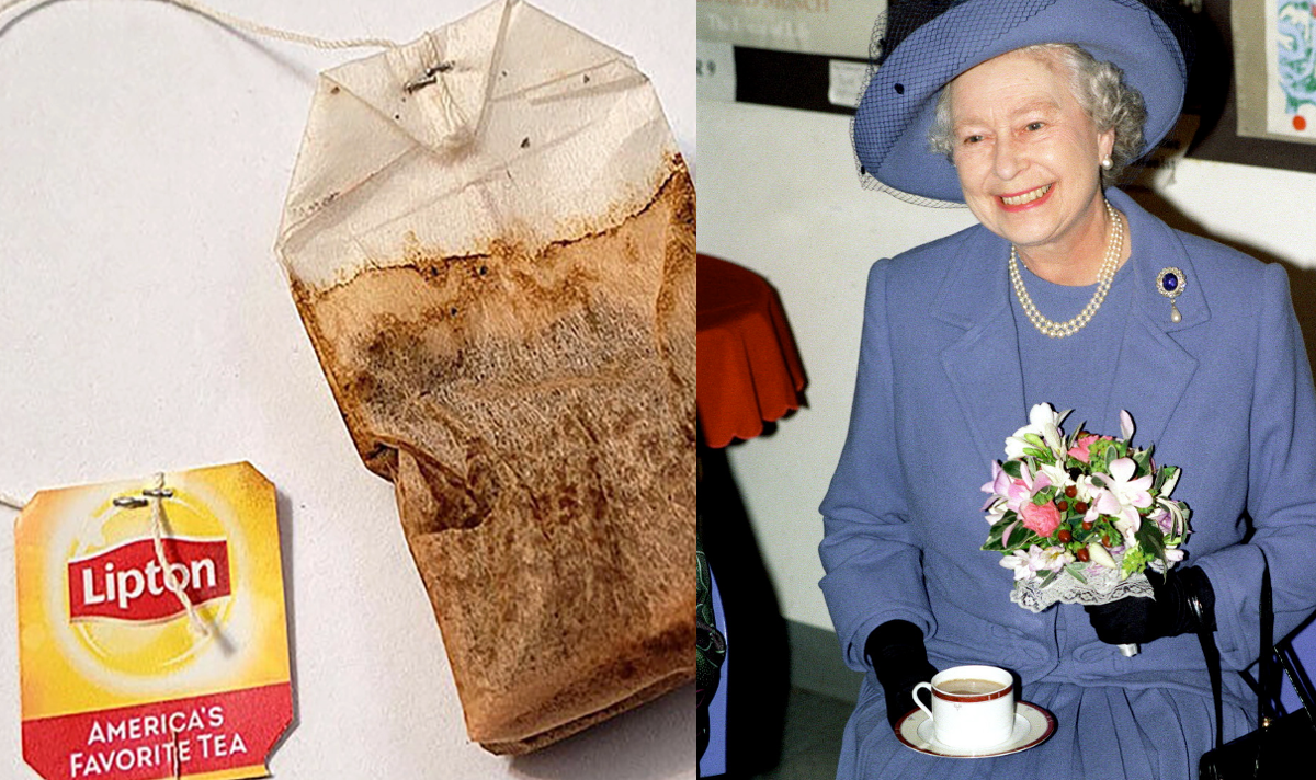 used teabag from queen elizabeth listed on ebay