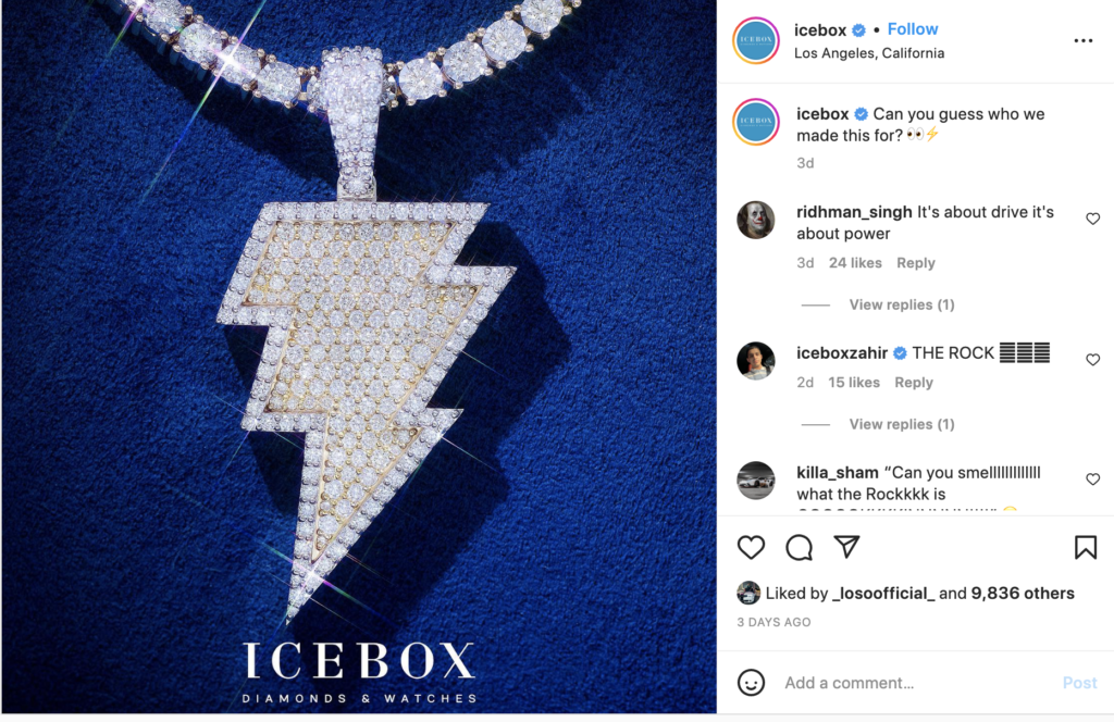 Icebox Diamonds Watches Gifts Black Adam chain To Dwayne Johnson