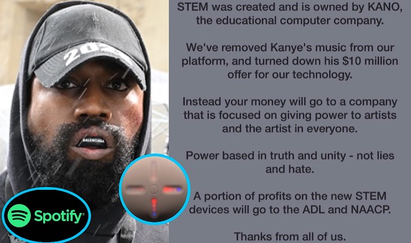 STEM Cuts Ties With Kanye West & Spotify CEO Condemns ‘Awful’ Anti-Semitic Comments, But Won’t Remove His Music