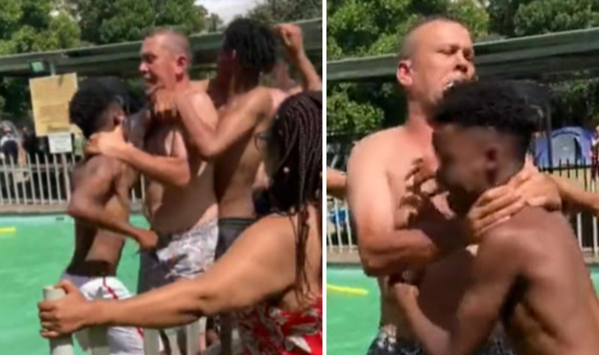 racist swimming pool attack