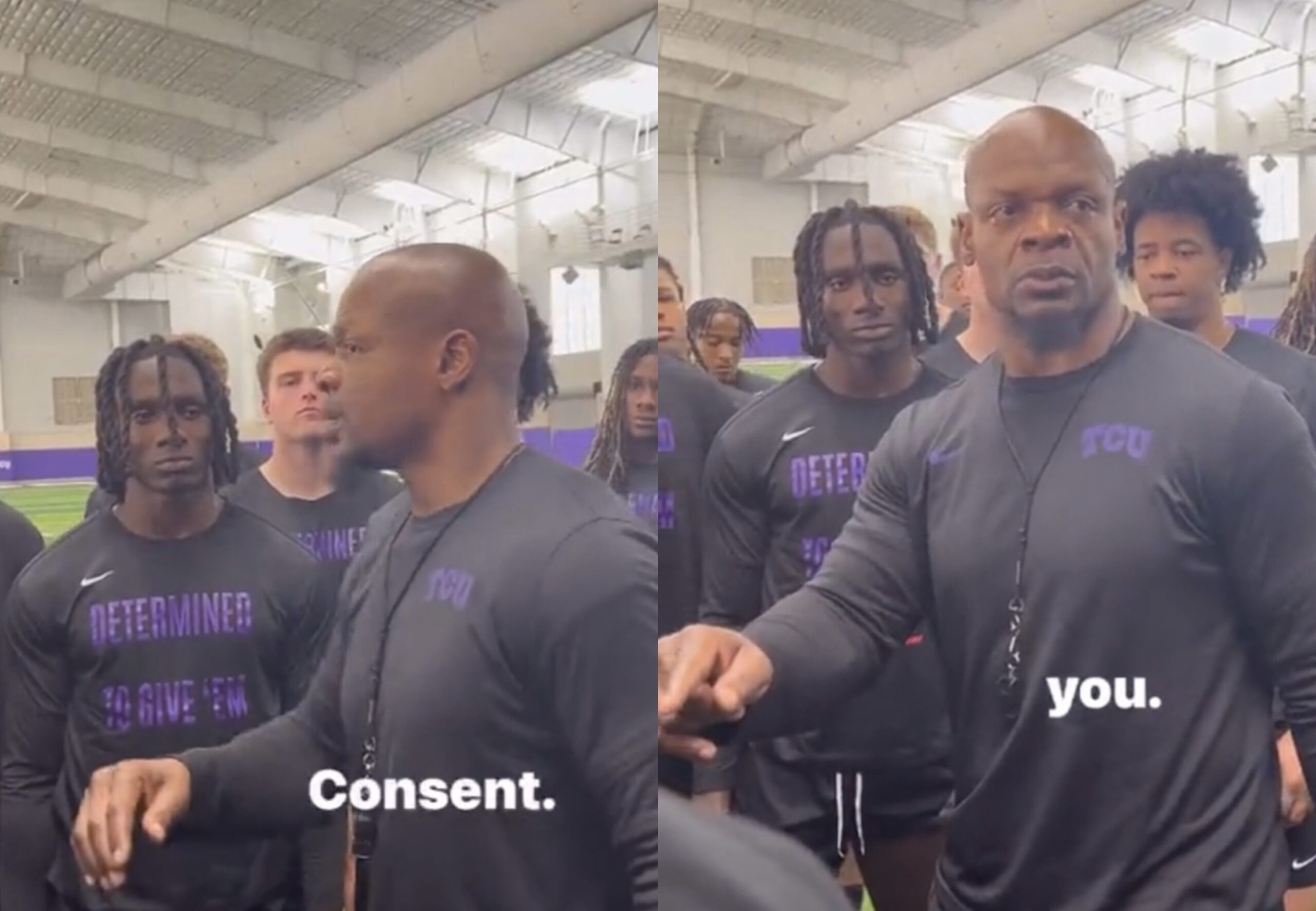 TCU Football Coach Goes Viral After Delivering A Strong Speech About  Consent And Sexual Harassment • Hollywood Unlocked