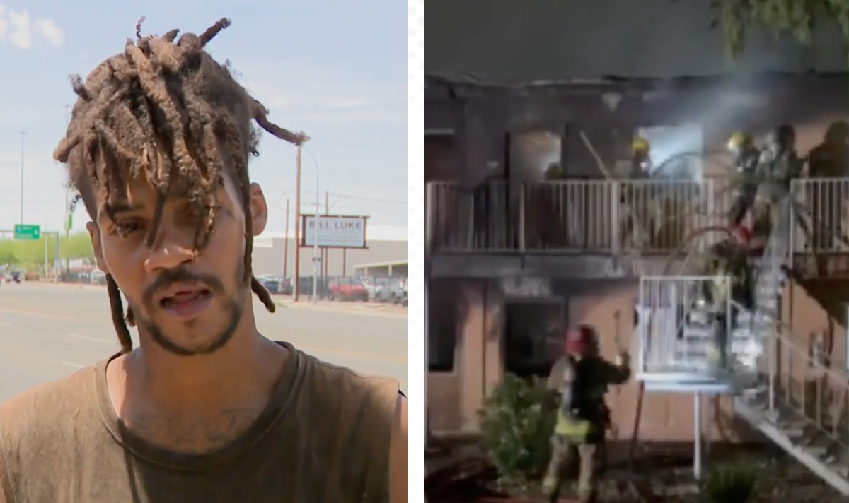 homeless man saves woman fire apartment