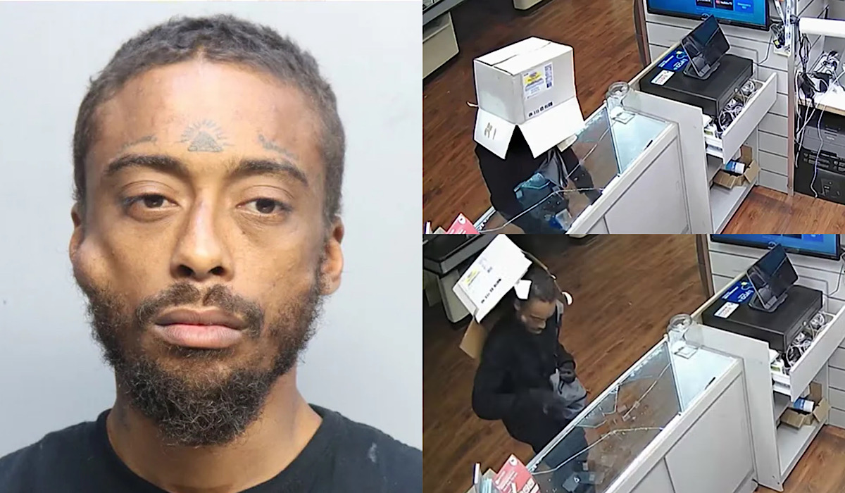 Florida Man Arrested After Video Captures Him Robbing Phone Repair Store With Cardboard Box On His Head To Hide Identity