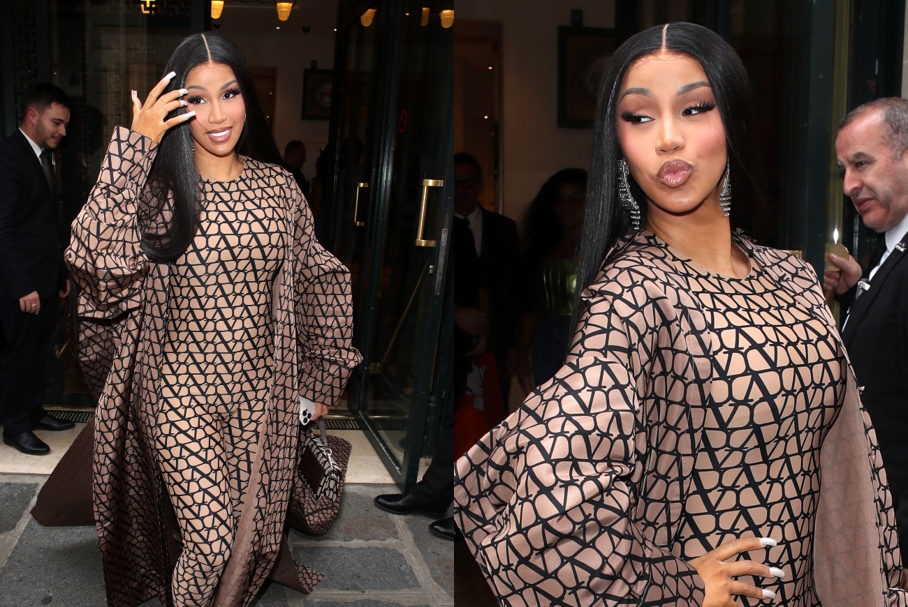 Cardi B Wore Valentino's Toile Iconographe Print During Paris Fashion Week