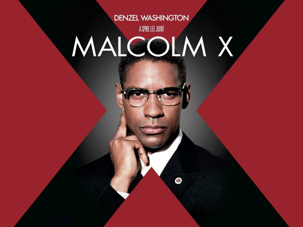 Malcolm X movie poster starring Denzel Washington 