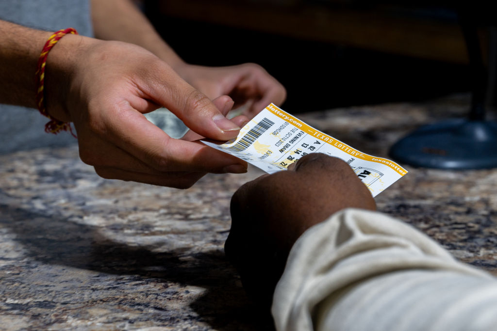 Man buying lottery ticket in Texas