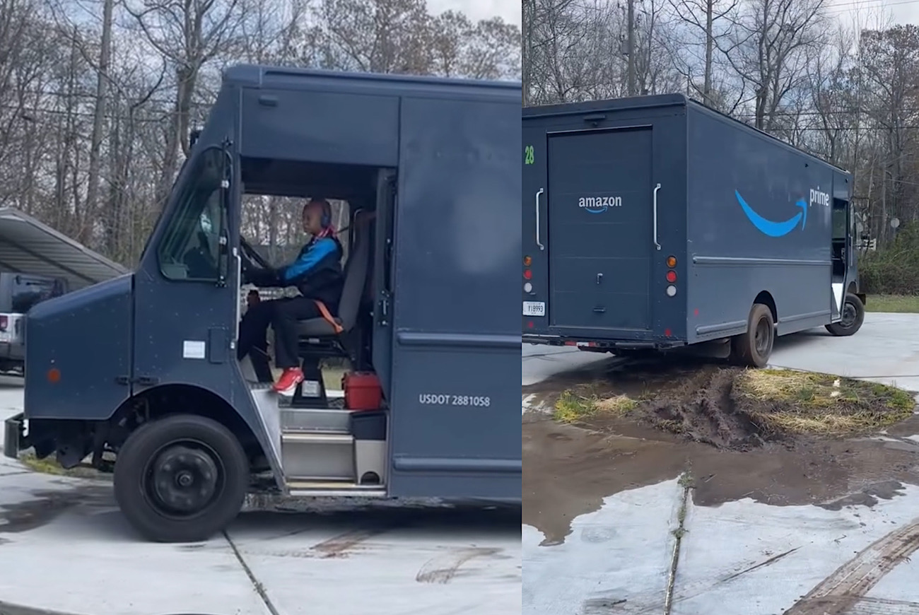 Amazon Driver Called Out By Customer After Completely Destroying Their Yard With Truck