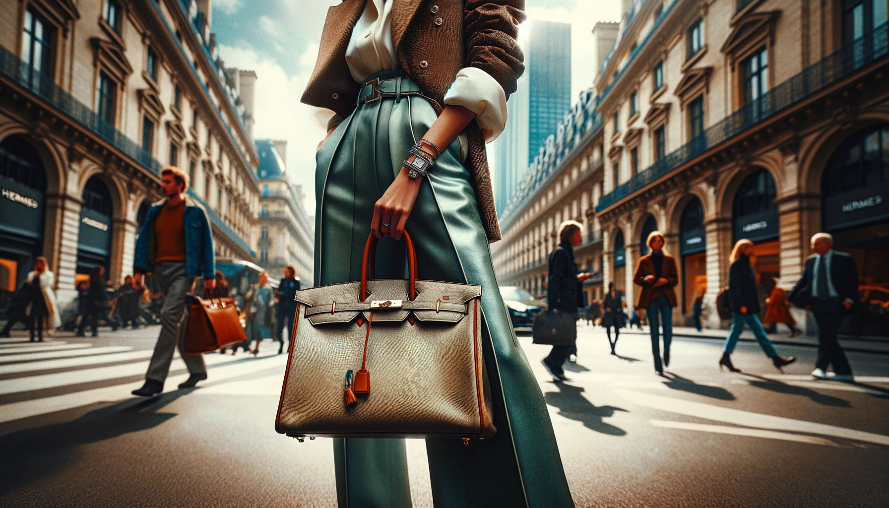 Woman holding birkin bag