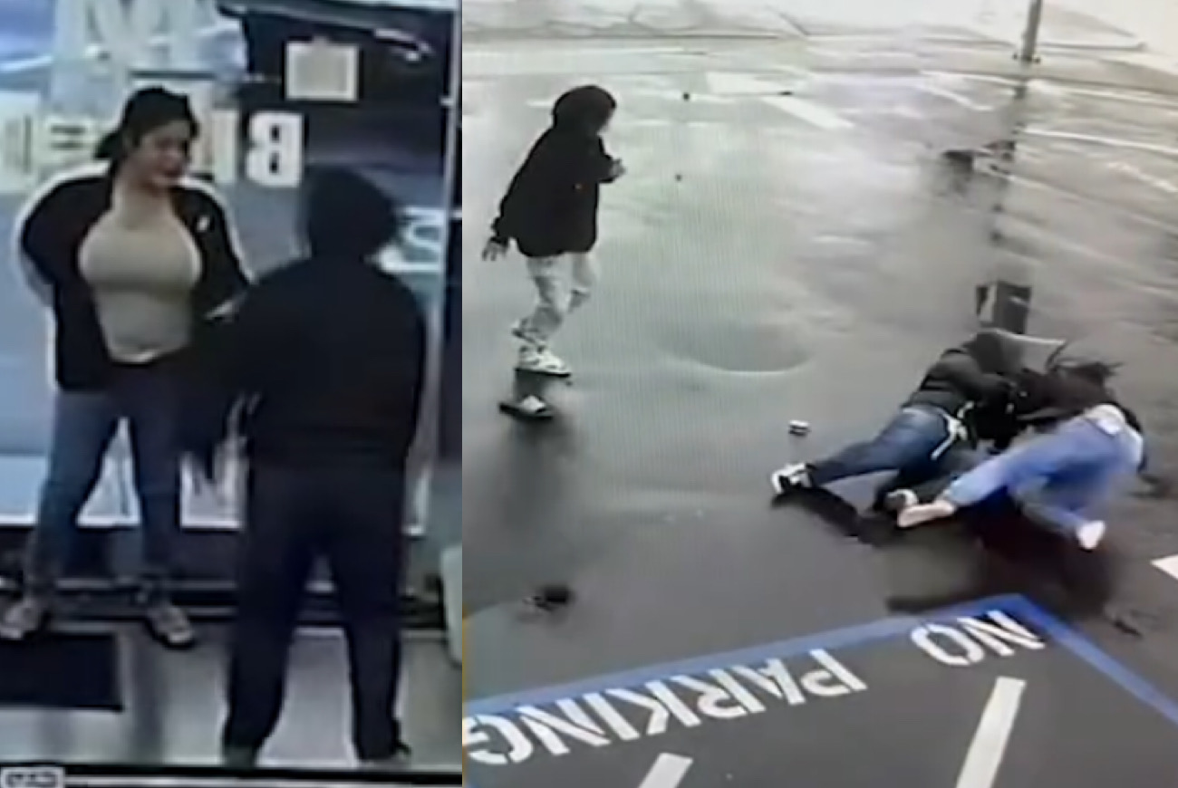 Shocking footage shows the moment a manager who works at a Commerce beauty supply store is reportedly in critical condition