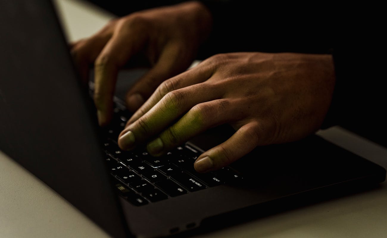 person using laptop for work