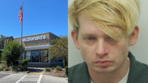 A former McDonald's worker has been sentenced to serve five years in federal prison for setting a dumpster on fire because he was overwhelmed by the crowd during his shift.