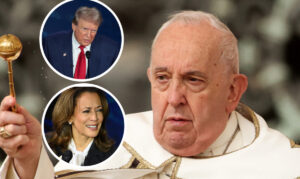 Pop Francis Donald Trump and Kamala Harris