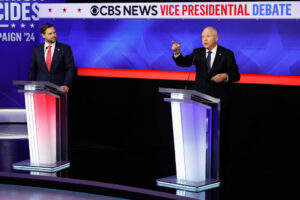 Senator J.D. Vance and Gov. Tim Walz at the Vice Presidential Debate