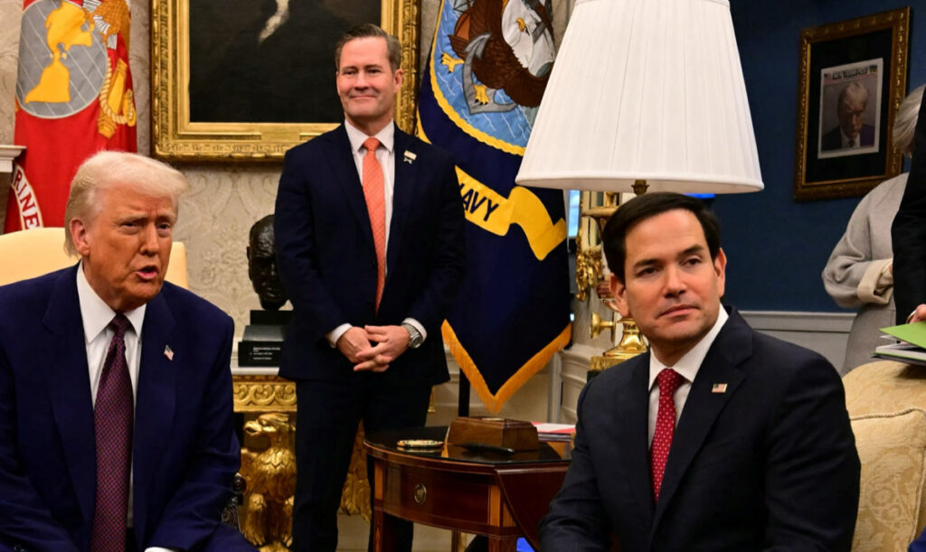 Wow: Donald Trump hangs infamous mugshot outside Oval Office in White House