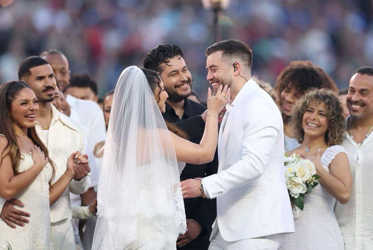 Bride and Groom Who Appeared in Bad Bunny’s 2026 Super Bowl Halftime Show Actually Tied The Knot on the Field • Hollywood Unlocked