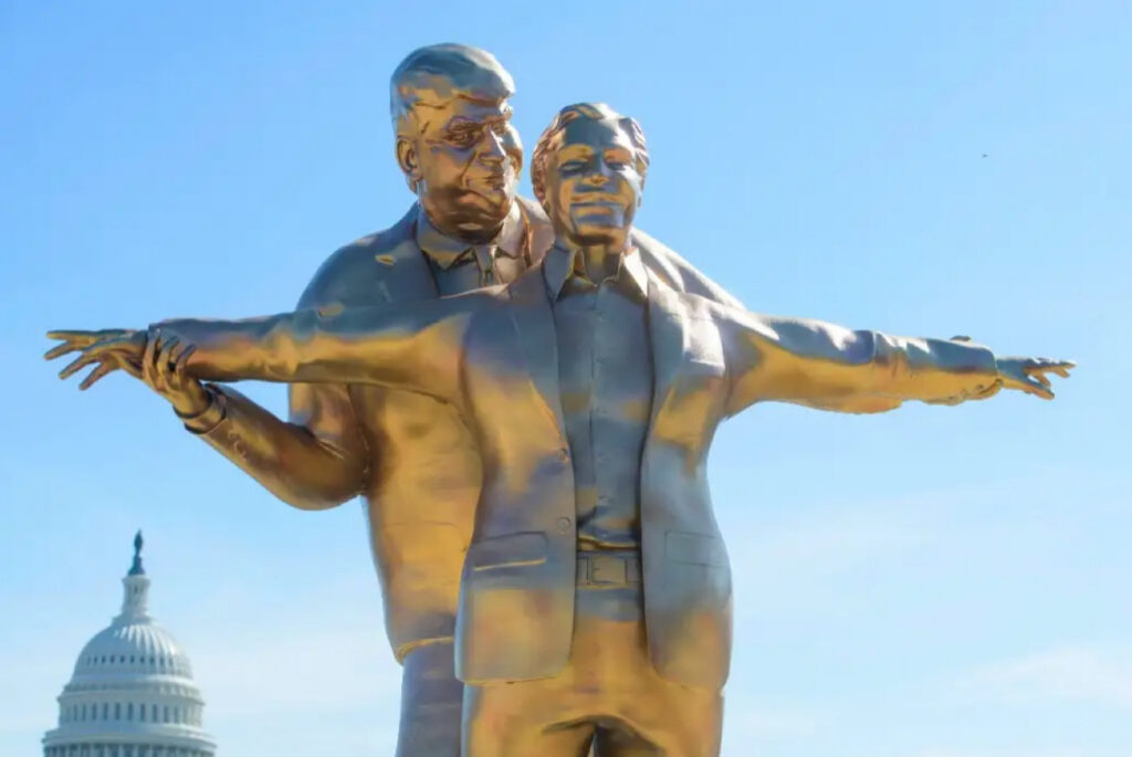 ‘Titanic’ Inspired Statue Of Donald Trump And Jeffrey Epstein Appears In Washington DC