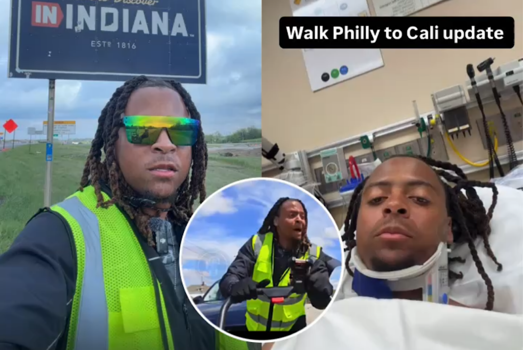 Streamer HMBL Zay In Hospital After Being Hit By Car During Philadelphia To California Walk: ‘They Trying To Figure Out How I’m Still Alive; I Made A Promise To God, I’m Not Ending My Trip’