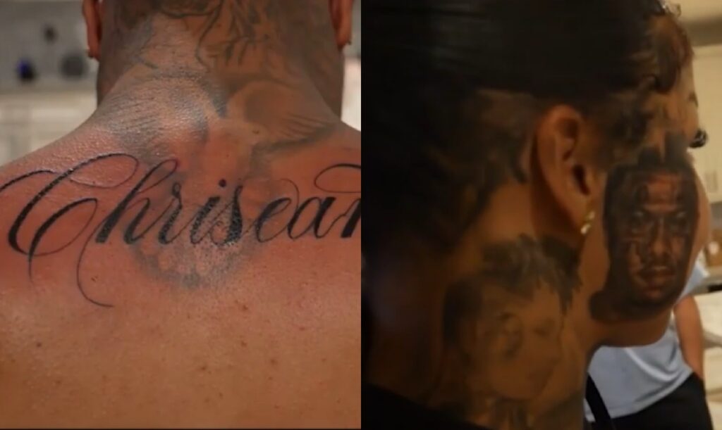 Blueface Tats Chrisean’s Name on His Back as She Re-Inks Her Blueface Face Tat